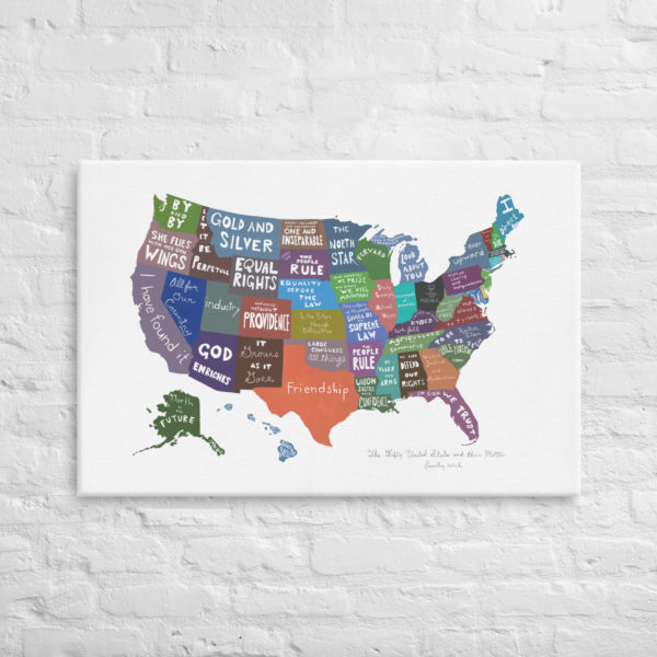 The Fifty United States And Their Mottos Canvas Print